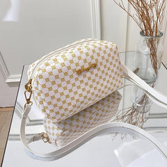Geometric Pattern Crossbody Bag Single Shoulder Bag Metal Letter Decor