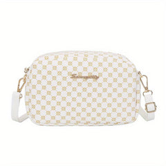 Geometric Pattern Crossbody Bag Single Shoulder Bag Metal Letter Decor