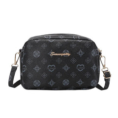 Geometric Pattern Crossbody Bag Single Shoulder Bag Metal Letter Decor