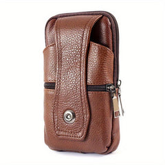 Men's Leather Waist Bag Fanny Pack Belt Clip Bag Brown Coffee