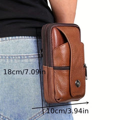 Men's Leather Waist Bag Fanny Pack Belt Clip Bag Brown Coffee