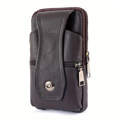 Men's Leather Waist Bag Fanny Pack Belt Clip Bag Brown Coffee