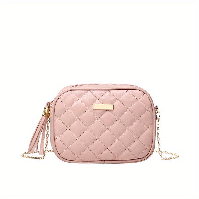 Mini Argyle Quilted Small Square Bag Crossbody Bag Metal Decor Coin Purse