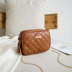 Mini Argyle Quilted Small Square Bag Crossbody Bag Metal Decor Coin Purse