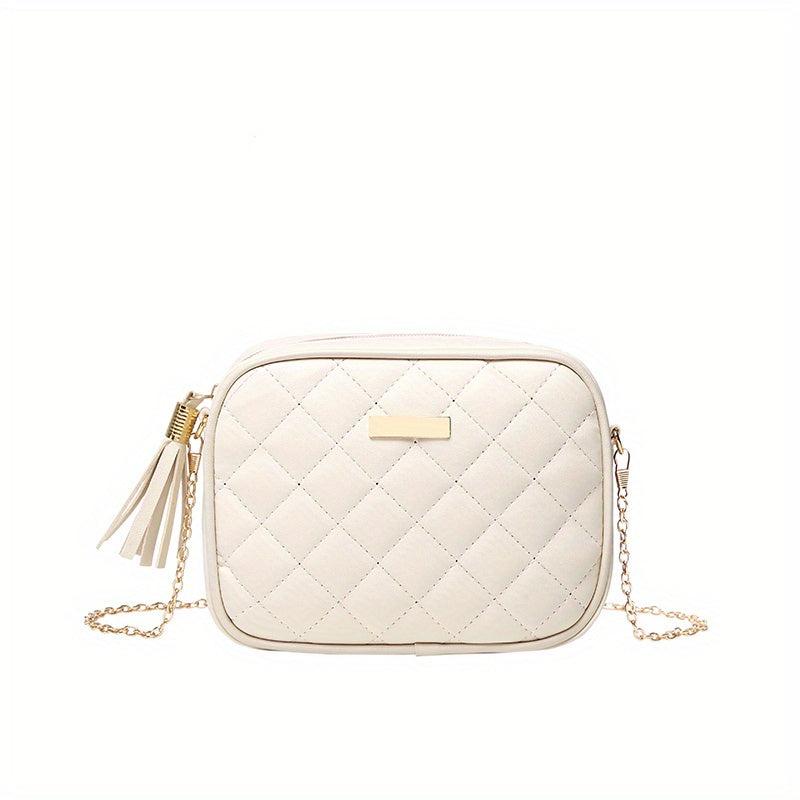 Mini Argyle Quilted Small Square Bag Crossbody Bag Metal Decor Coin Purse