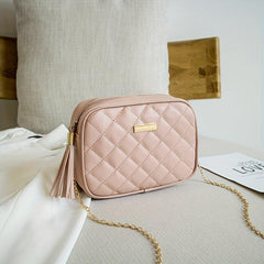 Mini Argyle Quilted Small Square Bag Crossbody Bag Metal Decor Coin Purse