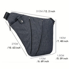 Men's Canvas Crossbody Chest Bag Waist Bag Grey