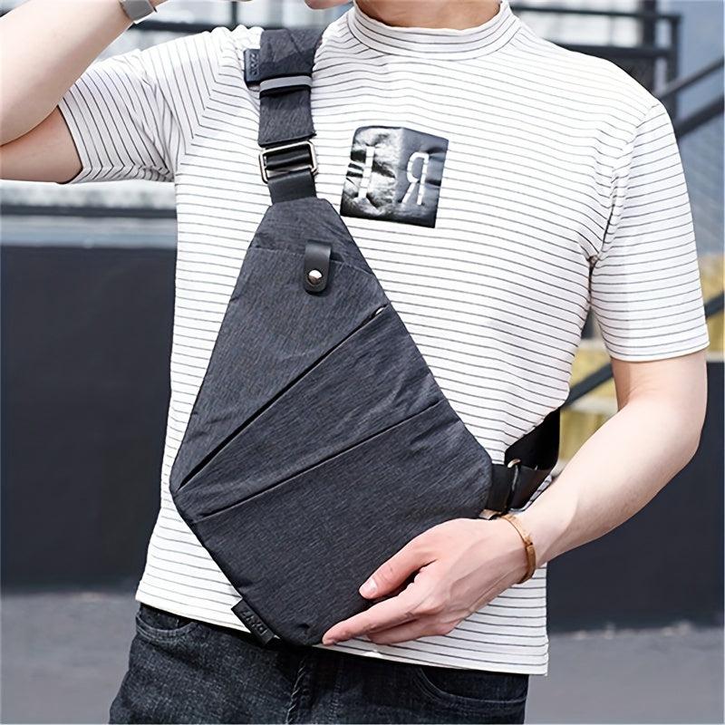 Men's Canvas Crossbody Chest Bag Waist Bag Grey