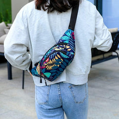 Multicolor Printed Multilayer Chest Waist Bag