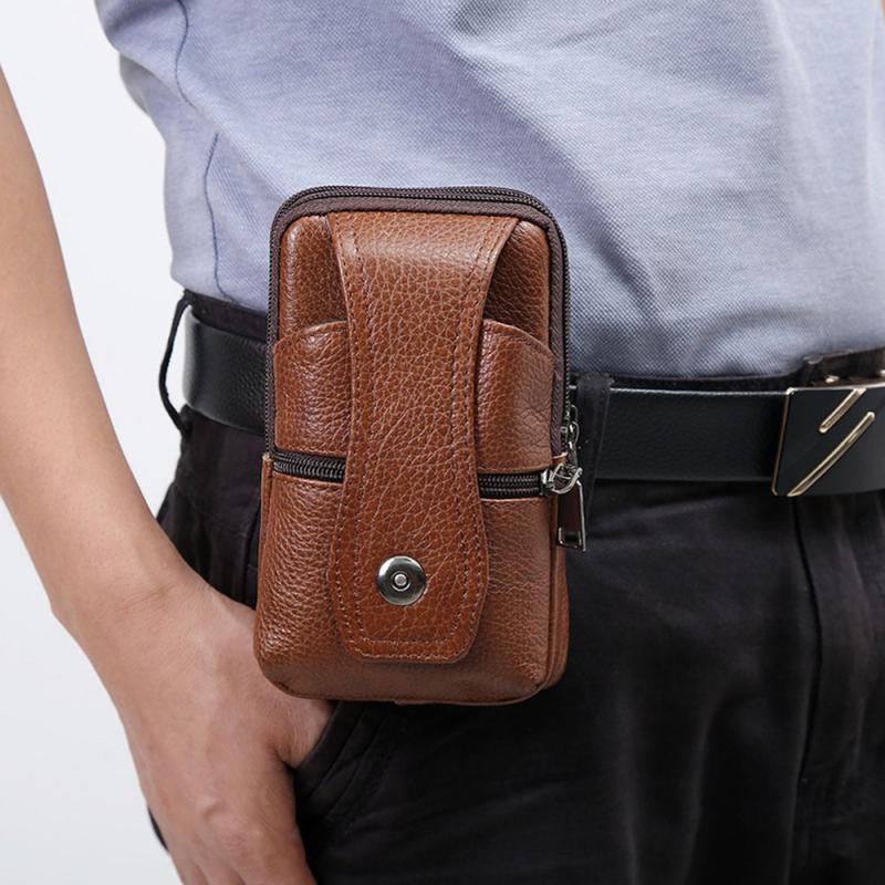 Men's Leather Coffee Phone Case Belt Clip