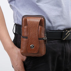 Men's Leather Coffee Phone Case Belt Clip