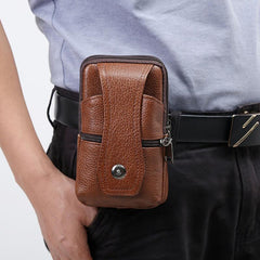 Men's Leather Coffee Phone Case Belt Clip