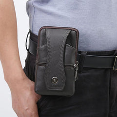 Men's Leather Coffee Phone Case Belt Clip