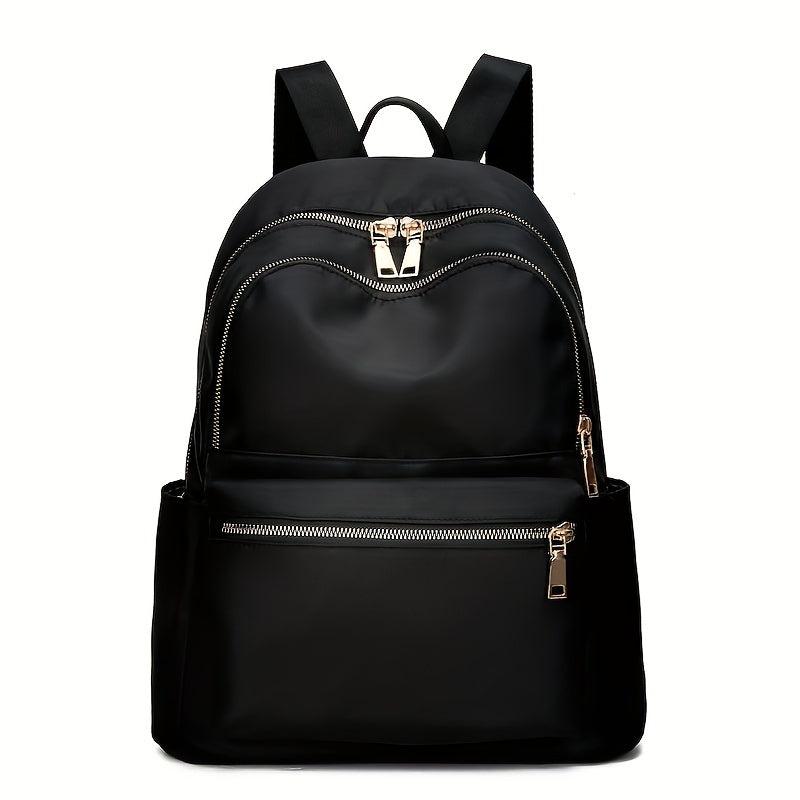 Solid Backpack Zipper Casual Rucksack Women's Travel Bag
