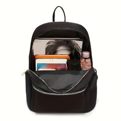 Solid Backpack Zipper Casual Rucksack Women's Travel Bag