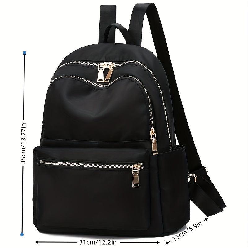 Solid Backpack Zipper Casual Rucksack Women's Travel Bag