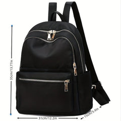 Solid Backpack Zipper Casual Rucksack Women's Travel Bag