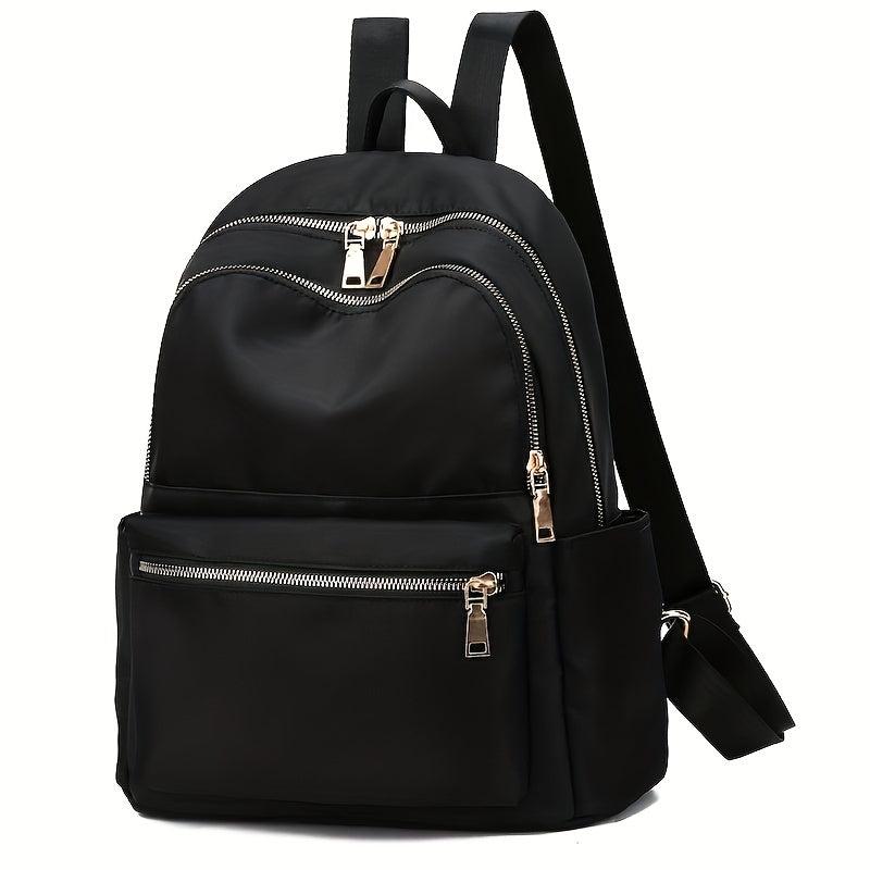 Solid Backpack Zipper Casual Rucksack Women's Travel Bag