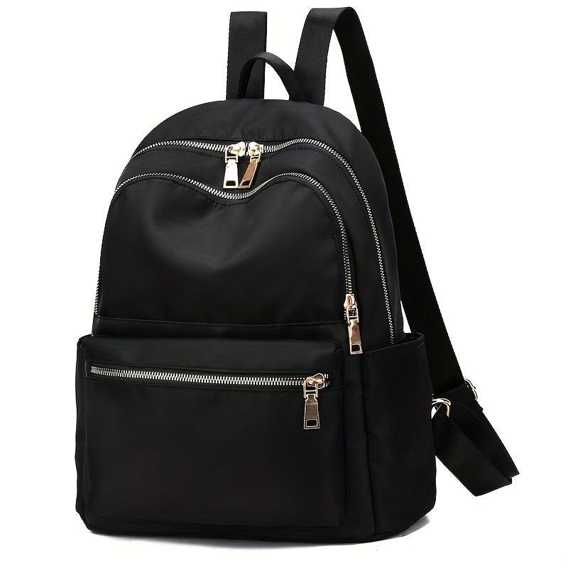 Solid Backpack Zipper Casual Rucksack Women's Travel Bag