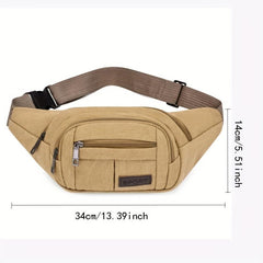 Canvas Waist Bag Crossbody Bag Outdoor Sports Travel Waist Bag
