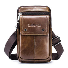 Men's Cowhide Mobile Phone Purse First Layer Cowhide Men Wear Belt Leather Bag