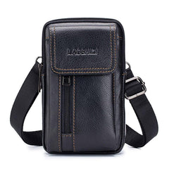 Men's Cowhide Mobile Phone Purse First Layer Cowhide Men Wear Belt Leather Bag
