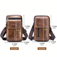 Men's Cowhide Mobile Phone Purse First Layer Cowhide Men Wear Belt Leather Bag