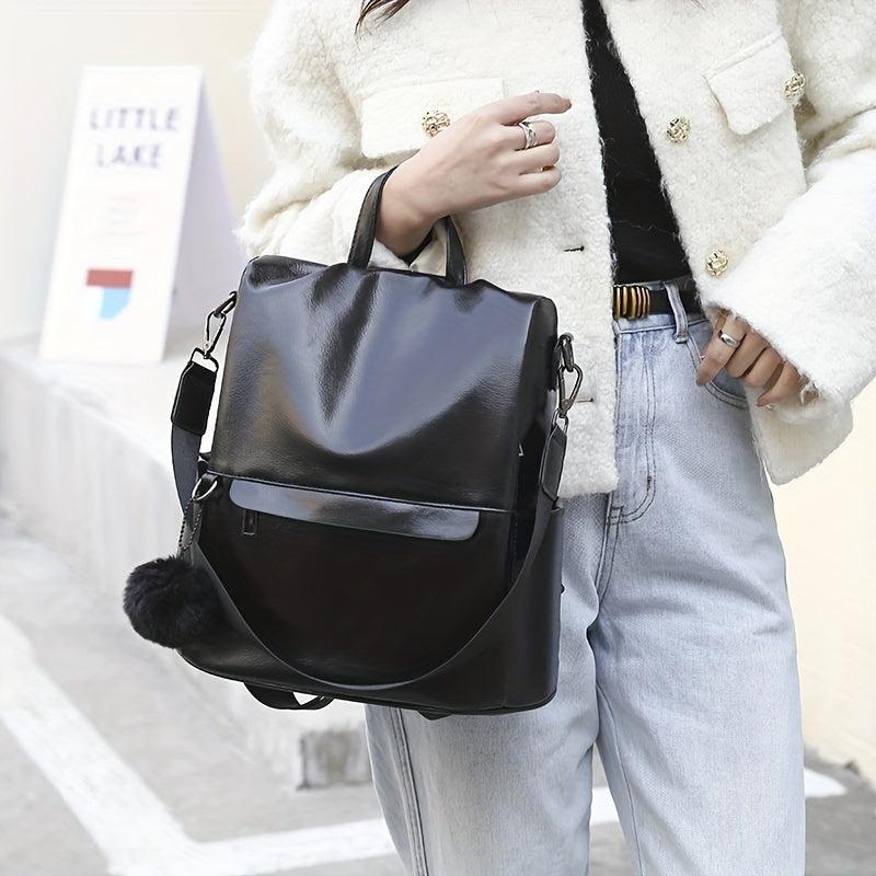 Solid Backpack Purse Women's Two way Shoulder Bag Anti theft