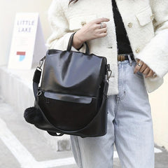 Solid Backpack Purse Women's Two way Shoulder Bag Anti theft