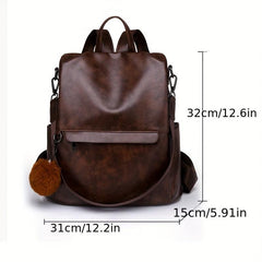 Solid Backpack Purse Women's Two way Shoulder Bag Anti theft