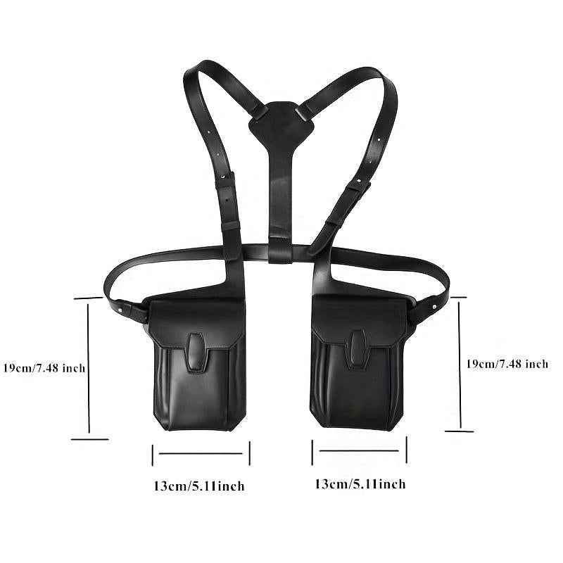 Men's PU Leather Vest Chest Bag Phone Case Outdoor Mobile Phone Bag