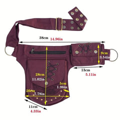 Cotton Waist Bag Retro Rivet Storage Bag Multifunctional Messenger Bag