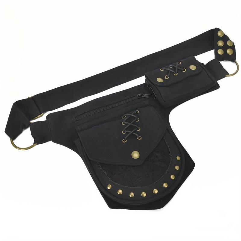 Cotton Waist Bag Retro Rivet Storage Bag Multifunctional Messenger Bag