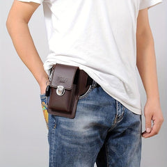 Men's Multifunctional Waist Bag PU Leather Key Phone Bag