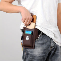 Men's Multifunctional Waist Bag PU Leather Key Phone Bag
