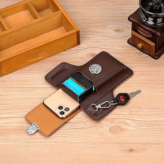 Men's Multifunctional Waist Bag PU Leather Key Phone Bag