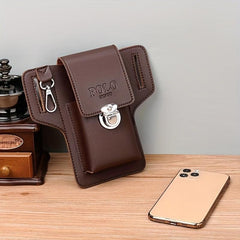Men's Multifunctional Waist Bag PU Leather Key Phone Bag