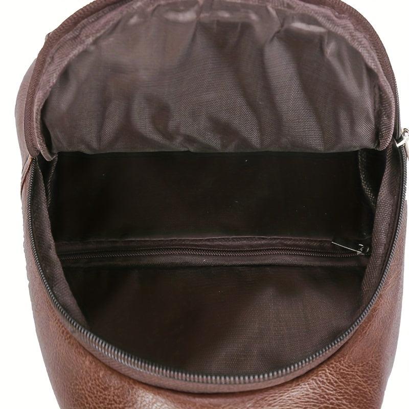 Men's Leather Chest Bag Single Shoulder Bag Outdoor Sling Bag