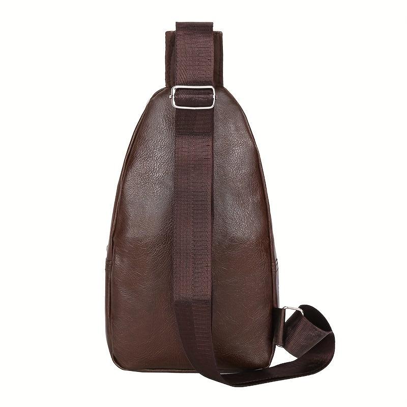 Men's Leather Chest Bag Single Shoulder Bag Outdoor Sling Bag