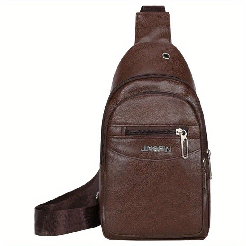 Men's Leather Chest Bag Single Shoulder Bag Outdoor Sling Bag