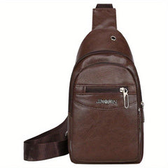 Men's Leather Chest Bag Single Shoulder Bag Outdoor Sling Bag