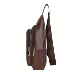 Men's Leather Chest Bag Single Shoulder Bag Outdoor Sling Bag