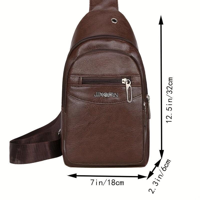 Men's Leather Chest Bag Single Shoulder Bag Outdoor Sling Bag