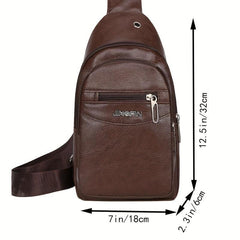 Men's Leather Chest Bag Single Shoulder Bag Outdoor Sling Bag