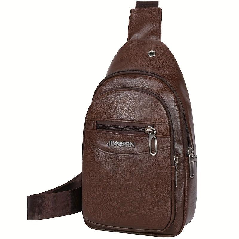 Men's Leather Chest Bag Single Shoulder Bag Outdoor Sling Bag