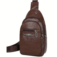 Men's Leather Chest Bag Single Shoulder Bag Outdoor Sling Bag
