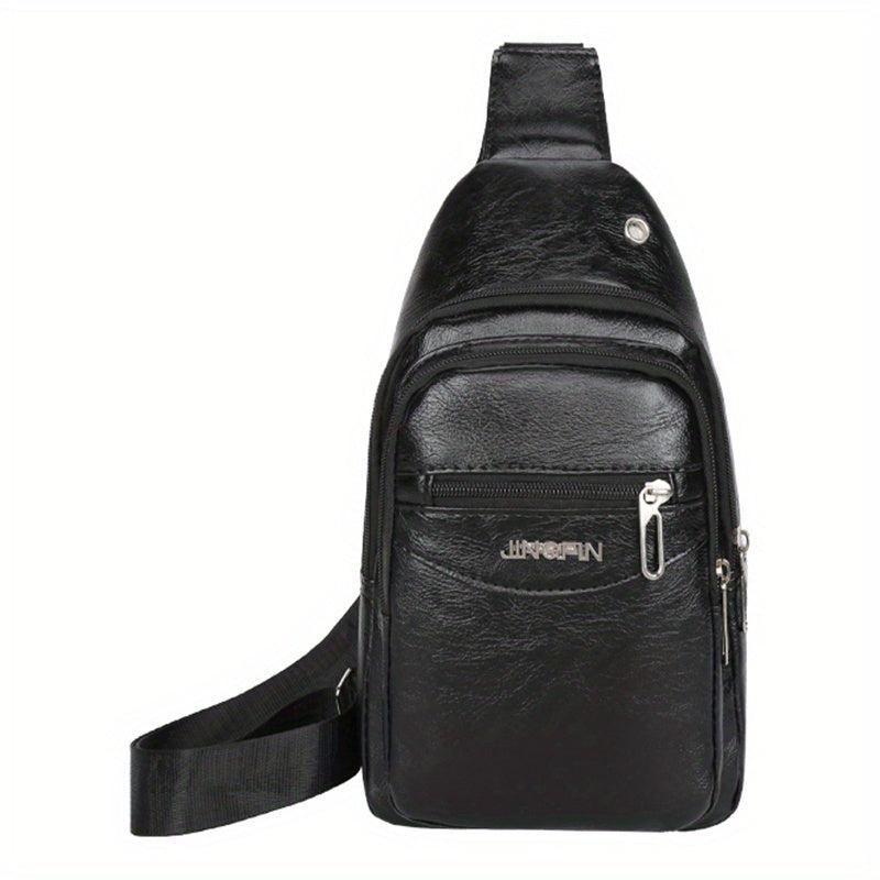 Men's Leather Chest Bag Single Shoulder Bag Outdoor Sling Bag