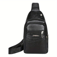 Men's Leather Chest Bag Single Shoulder Bag Outdoor Sling Bag