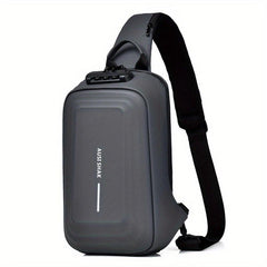 Men's Anti Theft Password Lock Crossbody Sling Bag With USB Charging Port