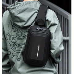 Men's Anti Theft Password Lock Crossbody Sling Bag With USB Charging Port